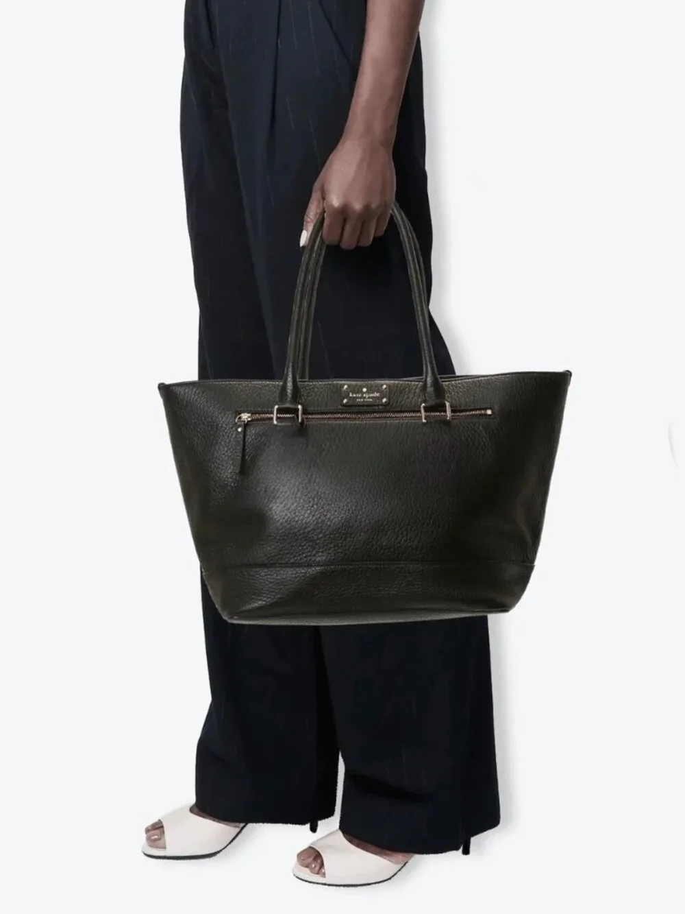 KATE SPADE~Bay Street Harmony~LARGE BLACK PEBBLED LEATHER LAPTOP ALL PURPOSE BAG